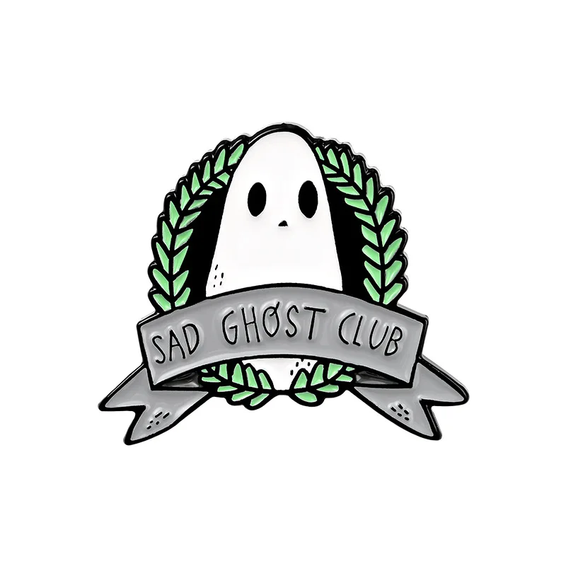 

ZF1667 Sad Ghost Club Clothing Accessories Enamel Pin Brooch Creative Cartoon Denim Coat Lapel Badge Jewelry Gift