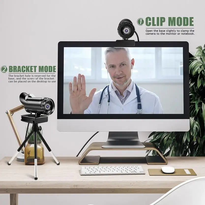 

4k Webcam Auto Focus HD Computer PC Webcamera Rotatable Beauty Camera With Microphone&Tripod For Live Streaming Video Conference