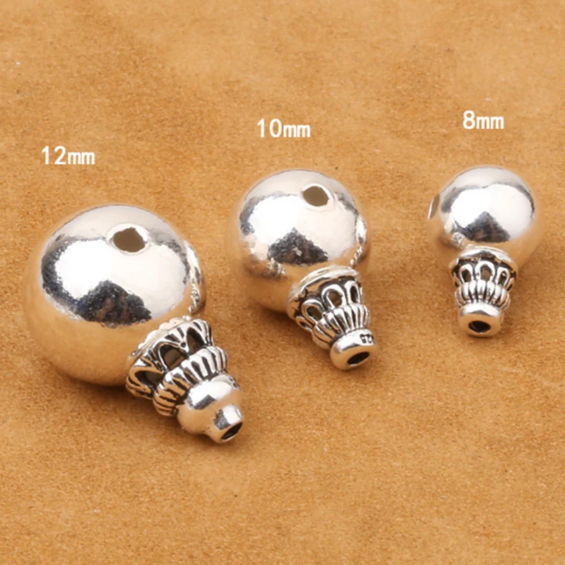 S925 Pure Silver Jewelry DIY 108 Buddha Beads Accessories Santong Pagoda 8-12mm Light Bead Buddha Head