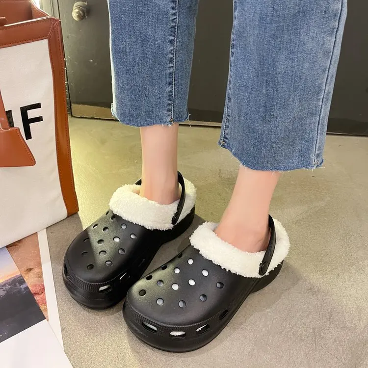 Женские хлопковые тапочки Классические уличные плюшевые с флисовой подкладкой