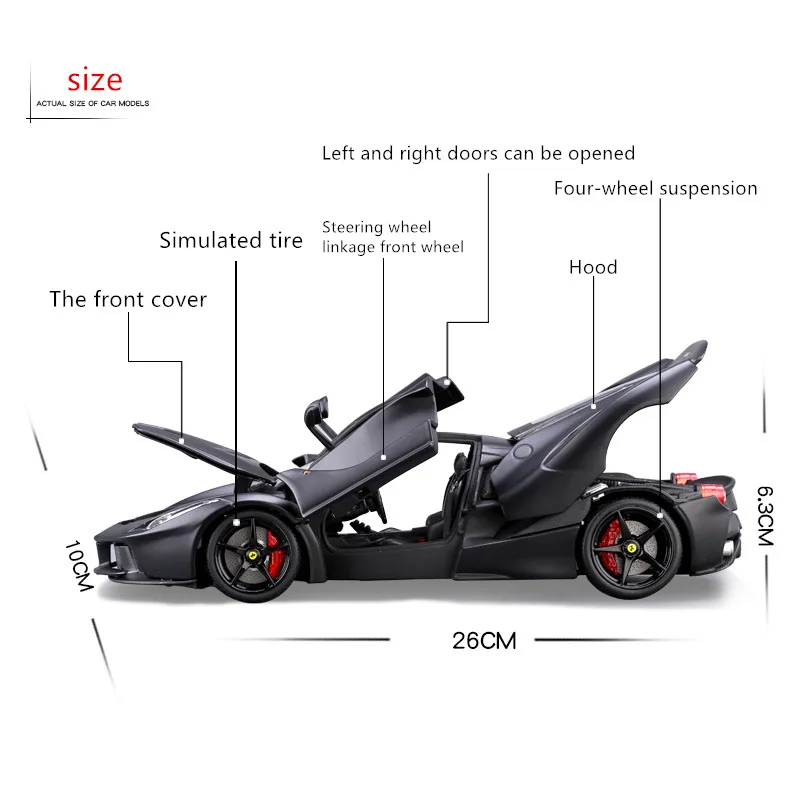 Bburago 1:18 Ferrari FXXK черный 44 модель автомобиля из сплава моделирование украшения