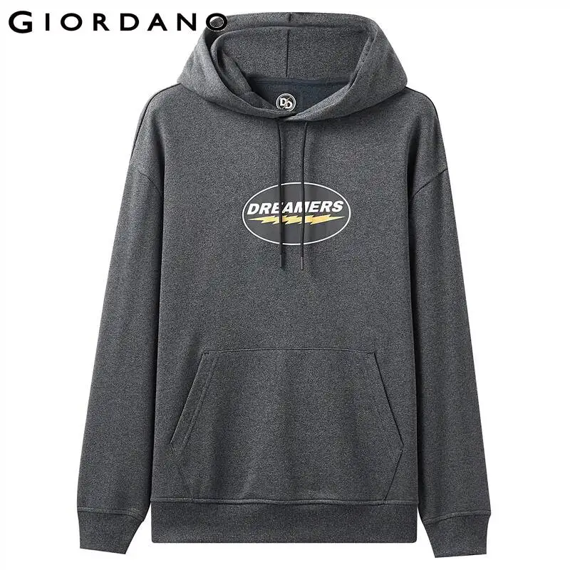 Толстовка Giordano мужская с буквенным принтом свитшот карманом Kanga и кулиской 91099790 |