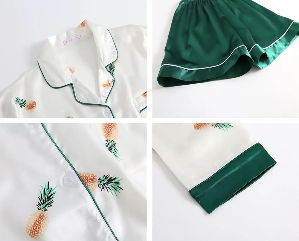 Женский пижамный комплект из 7 предметов шелковые элегантные шорты с принтом топ