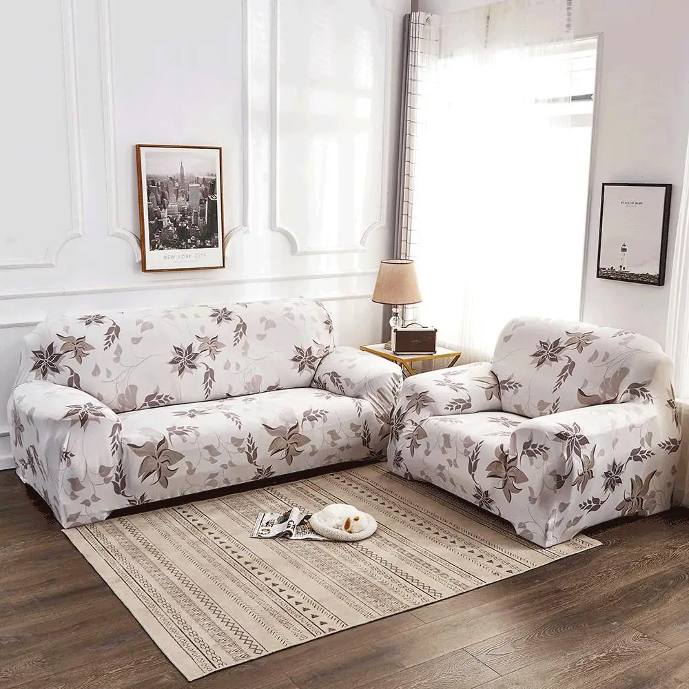 Эластичный чехол на диван с цветочным принтом для гостиной полностью обернутый