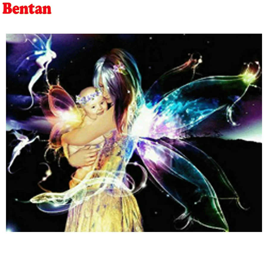 

Rhinestones embroidery full square round drill Butterfly Fairy and Baby diamond painting 5d diy diamond mosaic home decoration