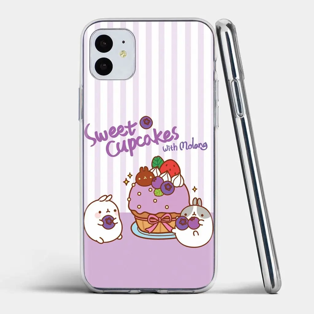 Силиконовый чехол в Корейском стиле с изображением картофеля molang розового