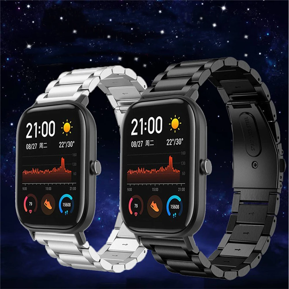Ремешок из нержавеющей стали для Xiaomi Huami Amazfit GTS/GTR 47 мм/Bip Lite Смарт-часы браслет