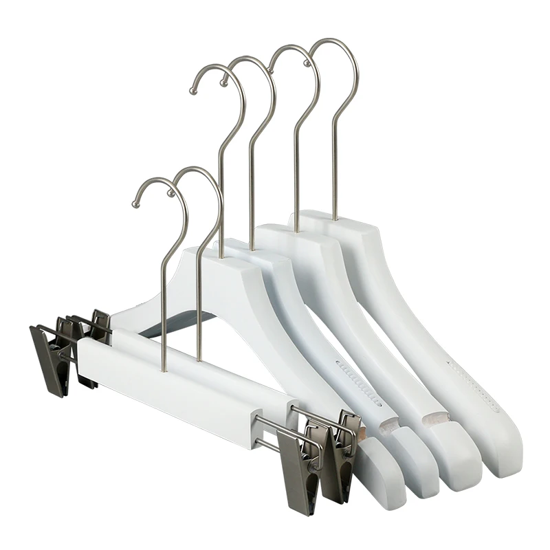 10 шт./лот вешалки для одежды из массива дерева магазина Нескользящая белая