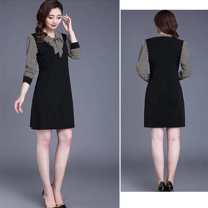 Летние и осенние женские платья средней длины с длинным рукавом Повседневные