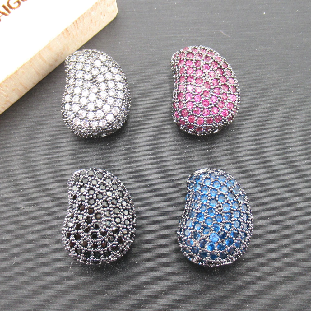 

APDGG 13x17mm Gunmetal Hollow Gold plated Cubic Zirconia CZ Micro Paved Loose Metal Beads For Jewelry Making DIY