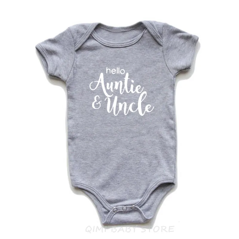 Grey-2 Hello Auntie Uncle новорожденная девочка одежда для малышей высокое качество милый хлопок короткий рукав детские комбинезоны roupas infantil костюмы - Цвет: Grey-2