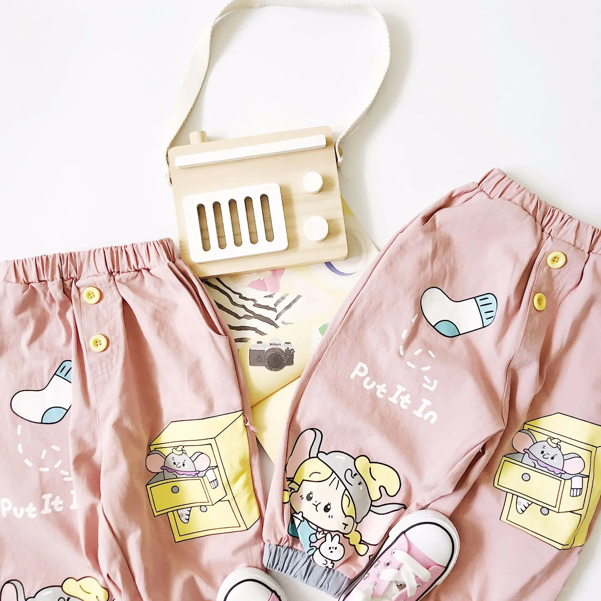 Tonytaobaby/Новые Осенние штаны с рисунком для маленьких девочек розовые штаны с изображением слона для девочек детские осенние