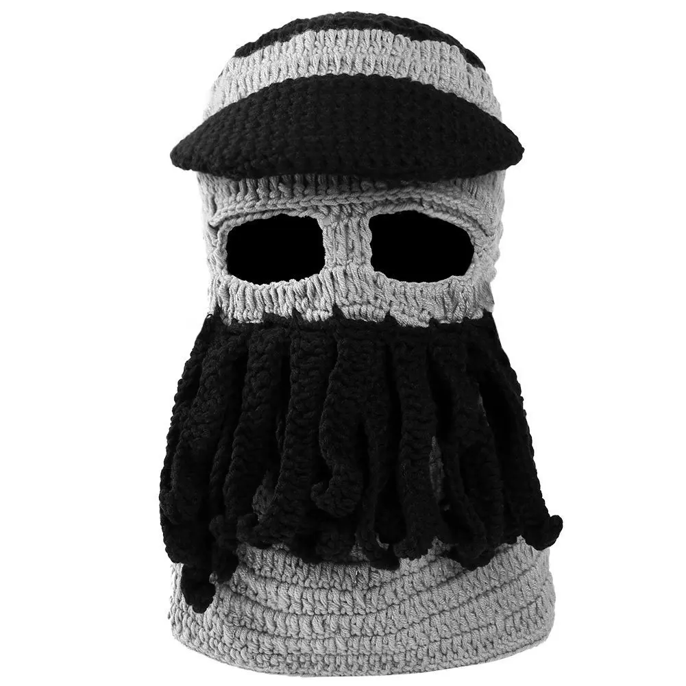 Смешные щупальца Осьминог Beanie вязанная вязаная шапка для бороды ветрозащитная Лыжная вязаная шапка с маской для мужчин и женщин