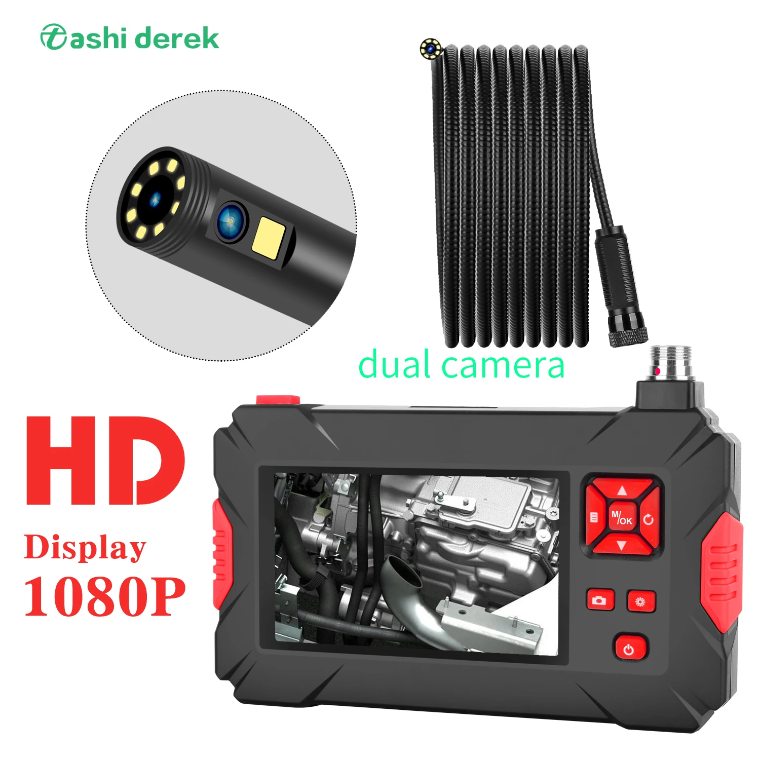 

P30 1m/3m/5m двойной эндоскоп Камера HD камера для проверки кабеля Камера 8 мм 6 светодиодный бороскоп Мини 4,3 дюймов sipaly экран Портативный