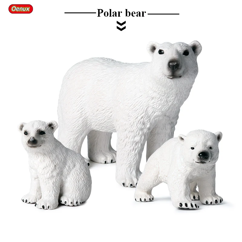 3 шт. фигурки полярных медведей Oenux для Северного полюса имитация белого медведя