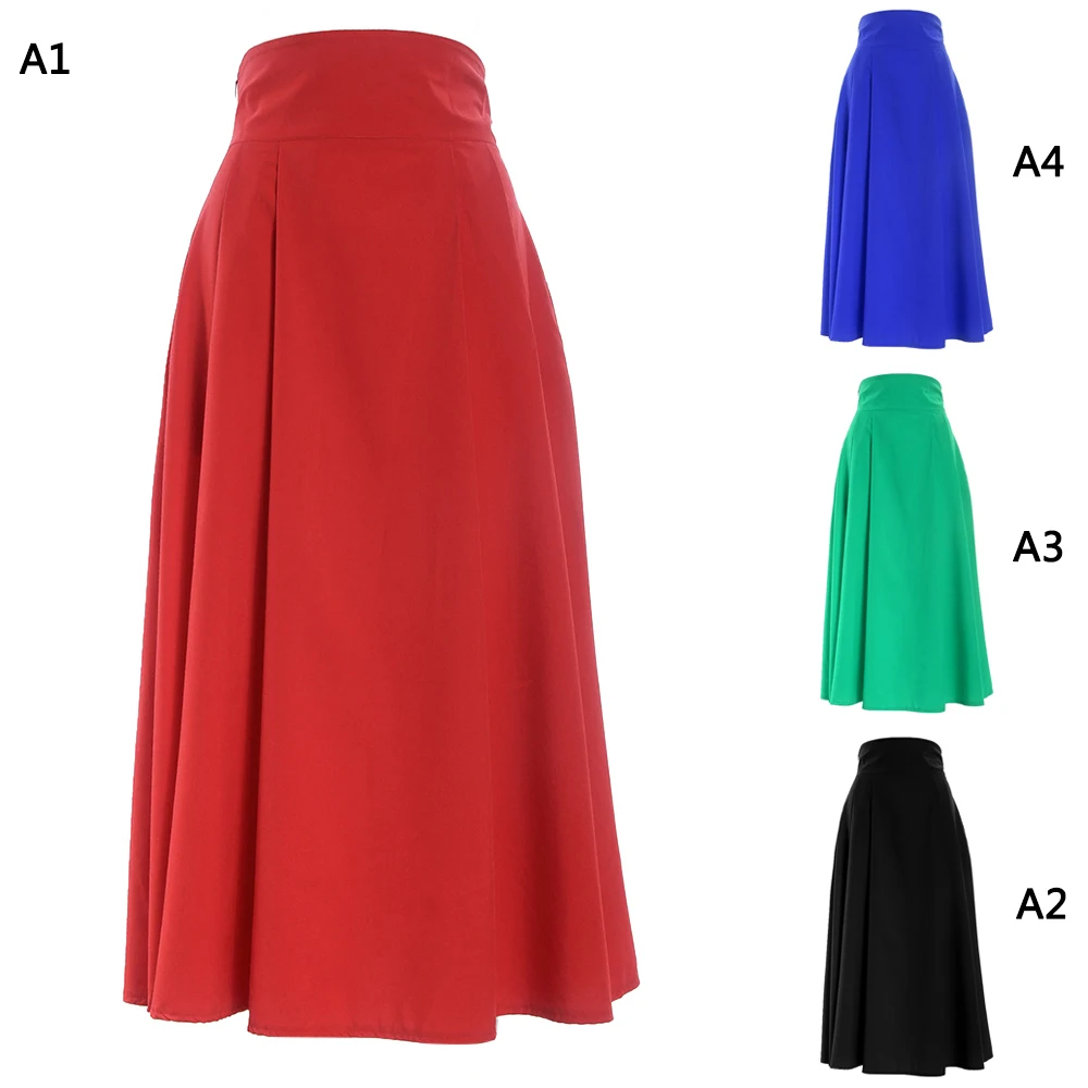 Женская Расклешенная юбка трапеция с высокой талией плиссированная миди