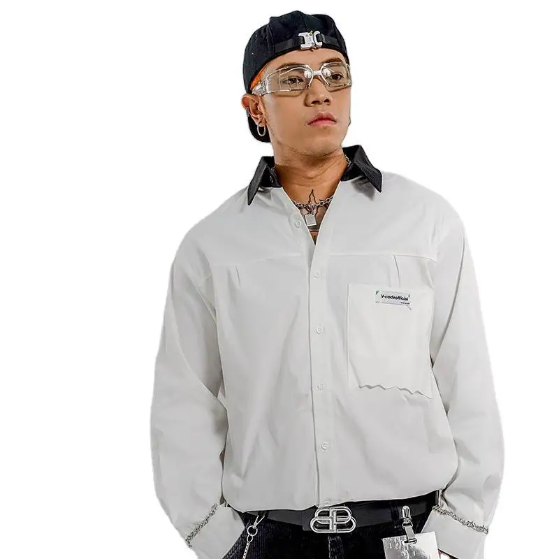 

Vivgae men's shirt men's spring and autumn loose long sleeve fashion design shirt casual coat