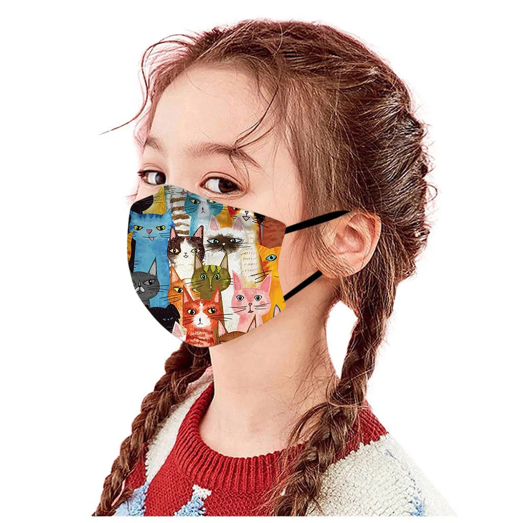 5 шт. Детская Хлопковая моющаяся Регулируемая Маска с мультипликационным принтом