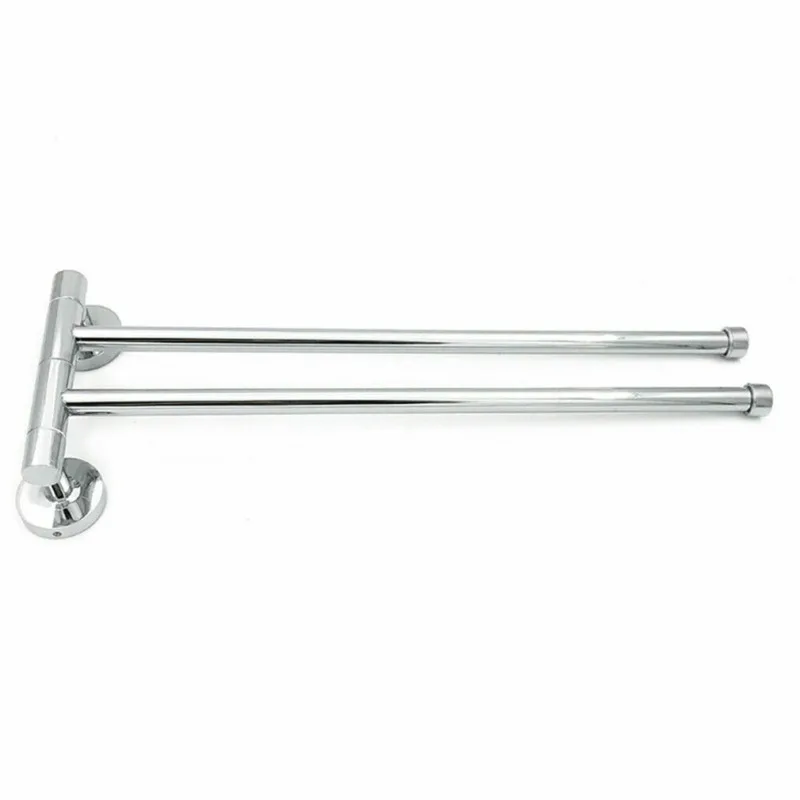 

Towel Rail Rack Holder Bar Wall Hanger Shelf Bathroom 2 Swivel Stainless Steel