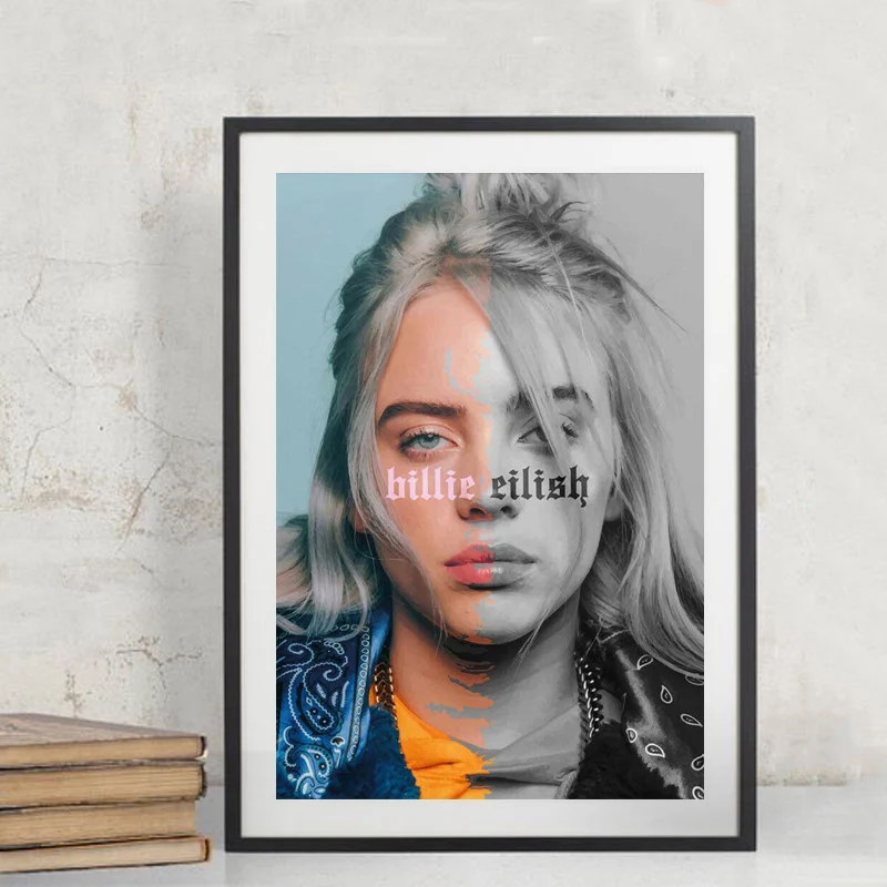 Постер и принты Billie Eilish мы все засыпаем зарыть друг поп-звезда художественная живопись настенные картины для гостиной домашний декор - Цвет: Цвет: желтый