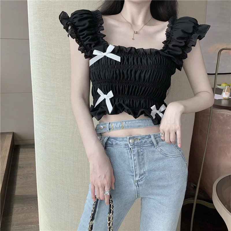 Топ PERHAPS U женский с воротником лодочкой однотонная майка без рукавов укороченный