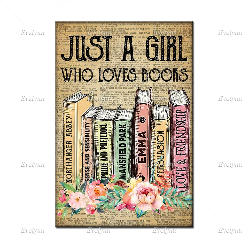 Постер для книги влюбленных просто девушка которая любит Джейн Остен ретро