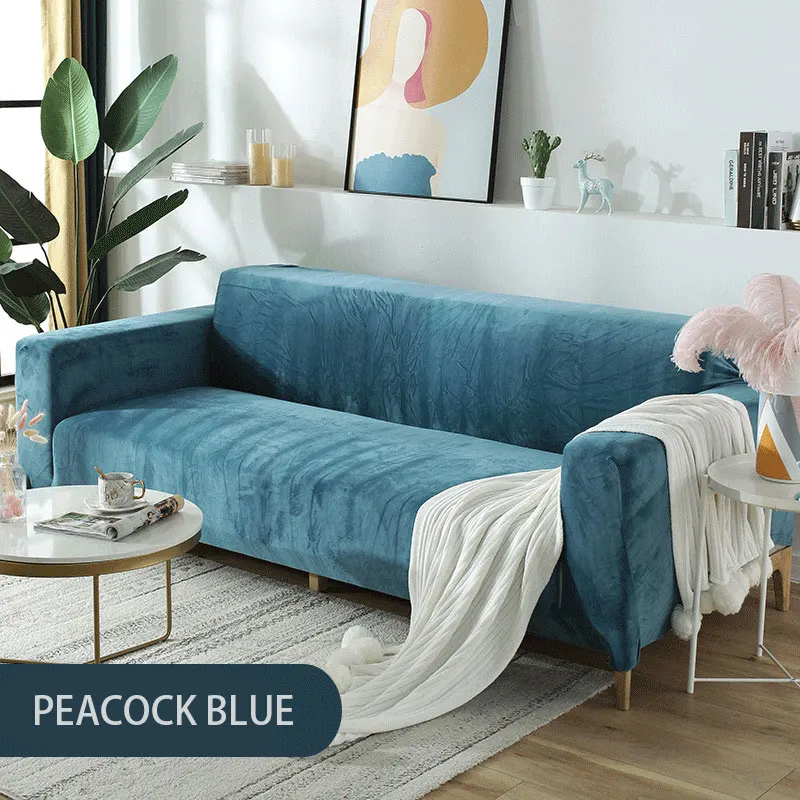

Plush L Shaped Sectional Sofa Covers for Living Room Velvet Elastic Furniture Couch Slipcover Set Spandex Slipcover Couch Cover