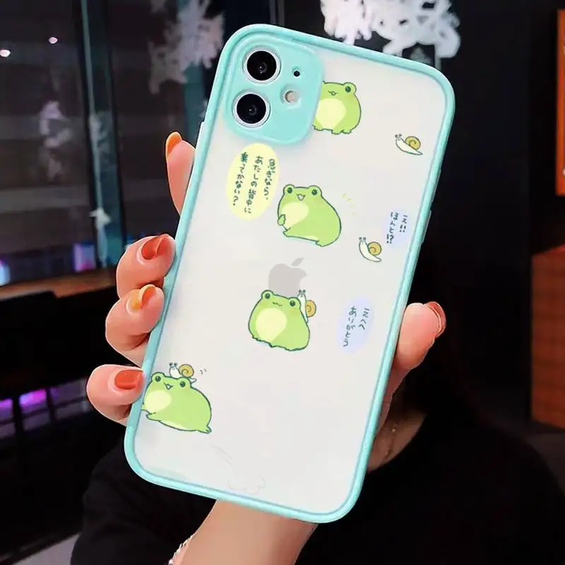 

CARTOON Frog Animal cute Phone Cases matte transparent For iphone 7 8 11 12 plus mini x xs xr pro max cover