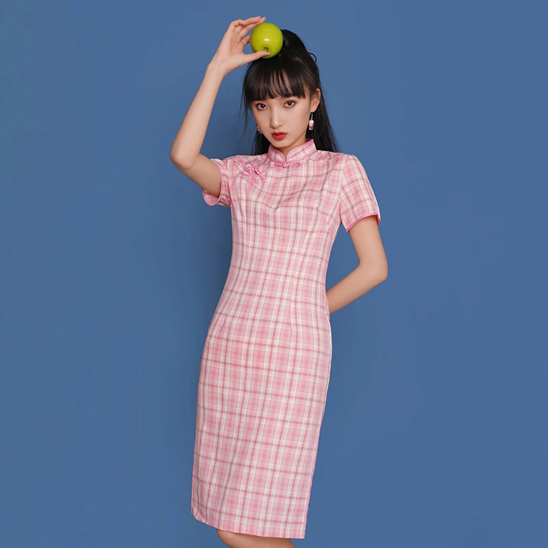 

Will spring and summer long slim skirt girl grid whom restoring ancient ways to improve daily