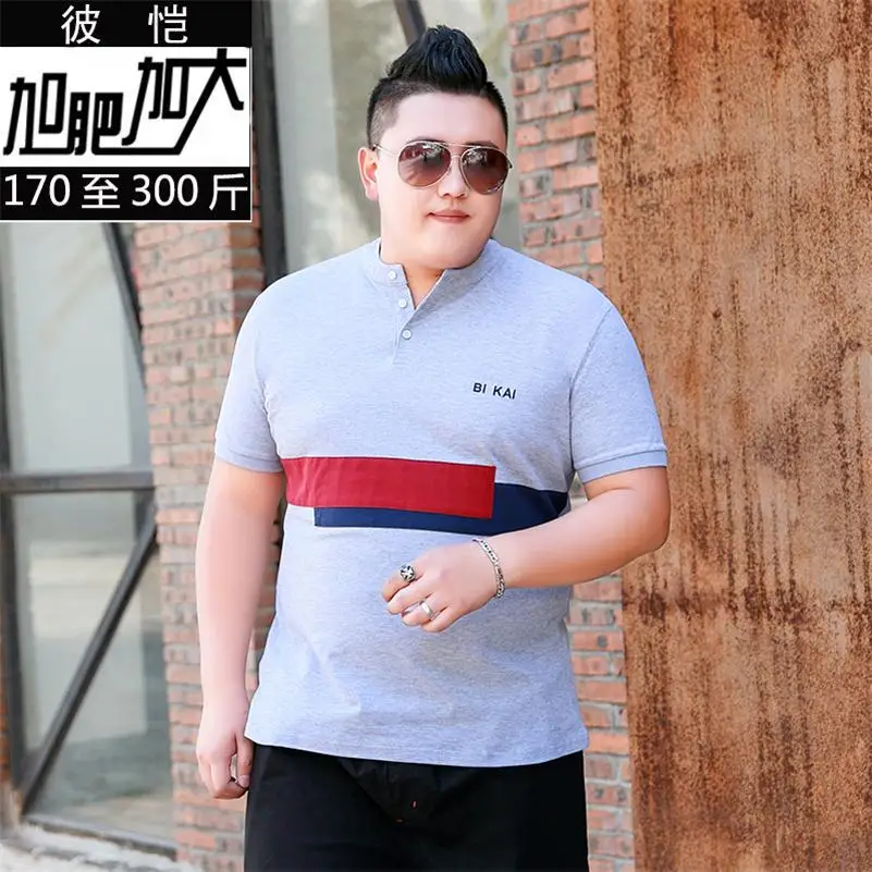 

6XL Plus 8XL size 10XL 2020 Summer New Tshirt Solid Color Slim Fit Short Sleeve T Shirt Men Mandarin Collar Casual T-Shirts