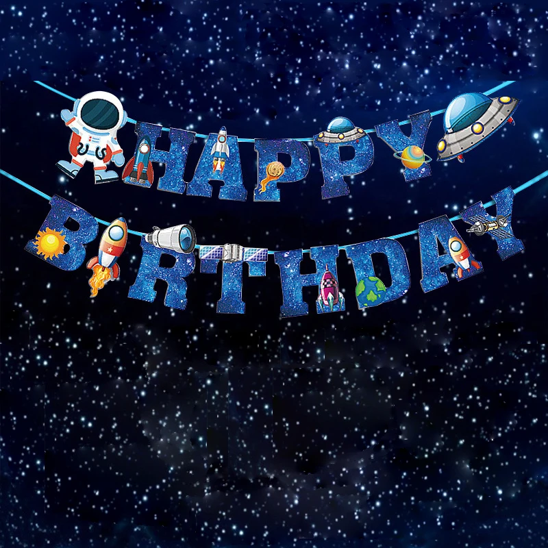 

Astronaut Birthday Theme Letter Pull Flag,5 Meters Long, Boy and Girl Birthday Party Banner Decoration,Kindergarten Scene Layout