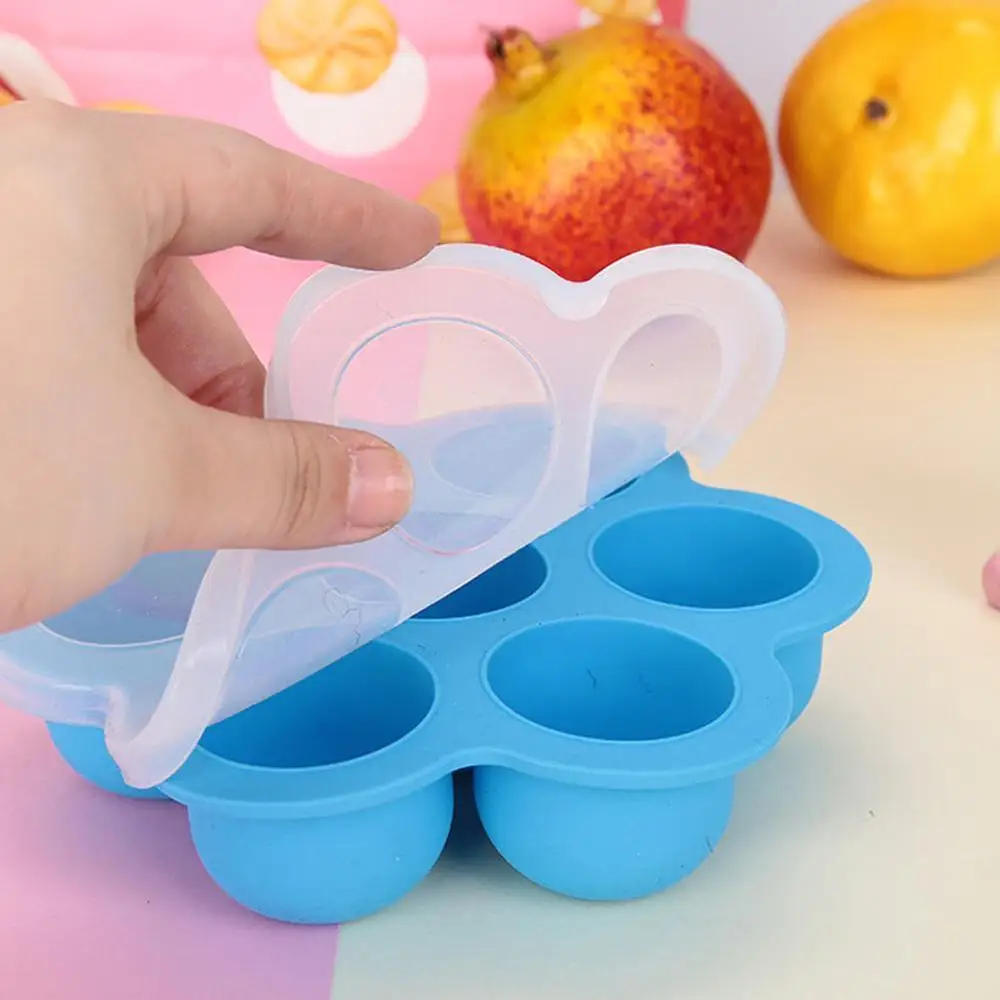 7-отверстия кубика льда силикона с крышкой силиконовые детские Еда дополнение Box