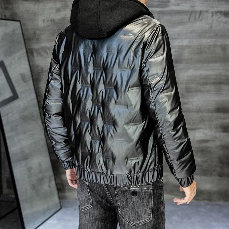 Winter men jacket 80% white duck down new glossy light down jacket fashion trend   thickened white eiderdown warm coat hot style