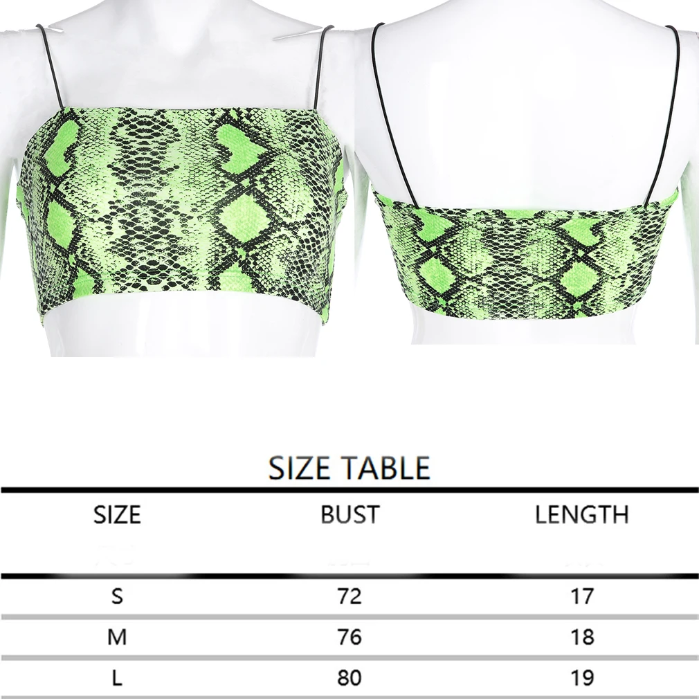 

Women Summer Sexy Snake Skin Print Vest Camis Crop Tops Sleeveless Clubwear T Shirt Top Sleeveless T-shirt Streetwear Ladies Tee