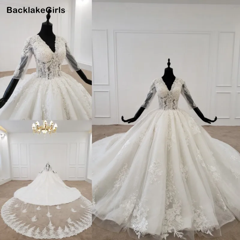 Роскошное свадебное платье бохо сексуальное с v образным вырезом и рукавами три