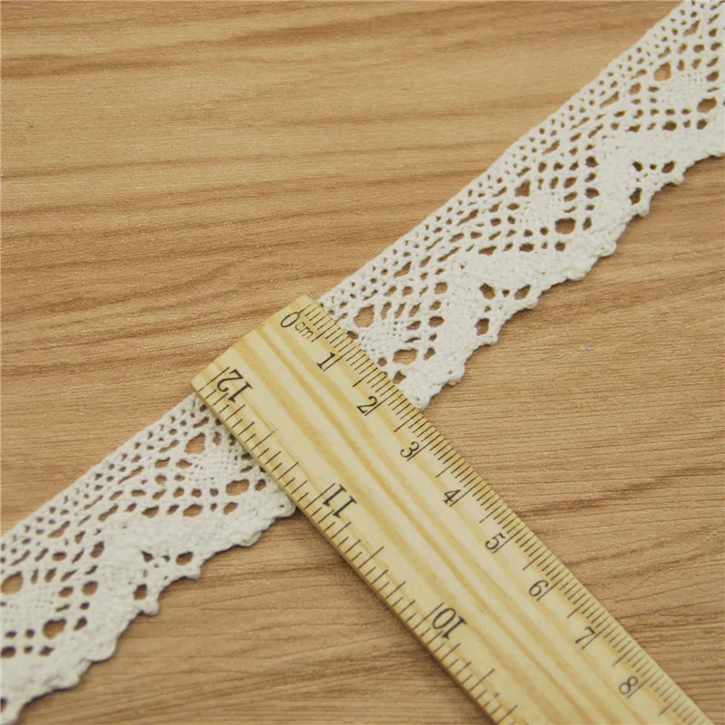 Tela de encaje de algod&oacute;n de 25mm, accesorios de costura de tela de marfil, cinta de decoraci&oacute;n de vestido de boda de campo, suministros de artesan&iacute;a, 200 yardas, LC215-5