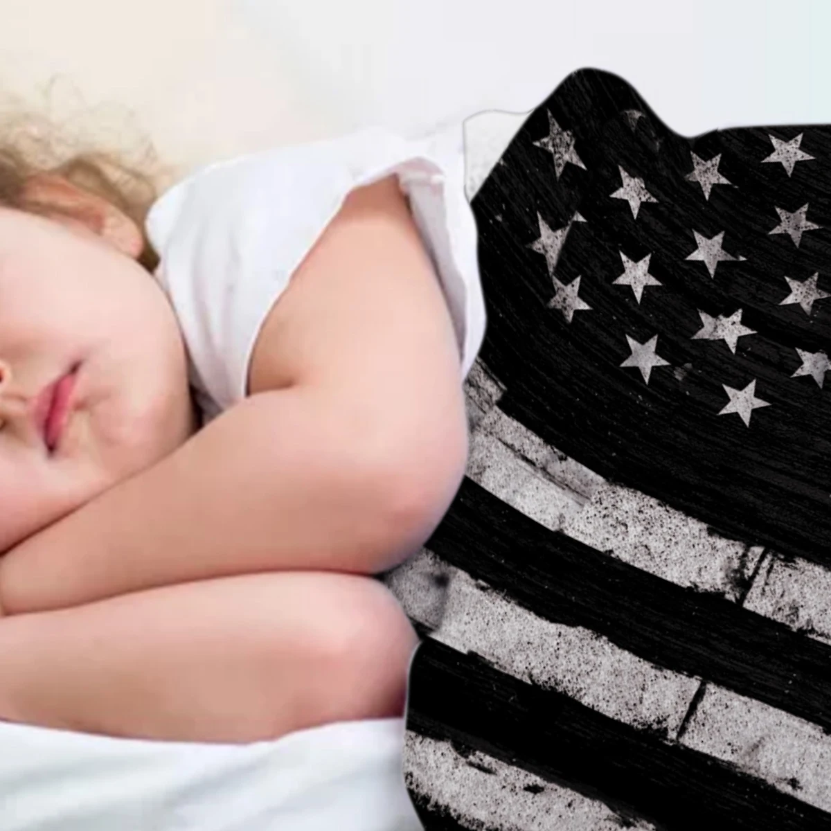 Белое кирпичное одеяло с американским флагом теплое фланелевое из микрофибры |