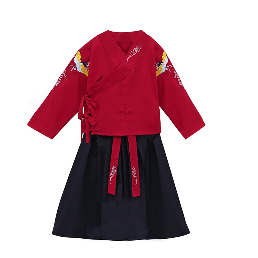 Детское платье кимоно танцевальные костюмы в японском стиле с вышивкой журавлей