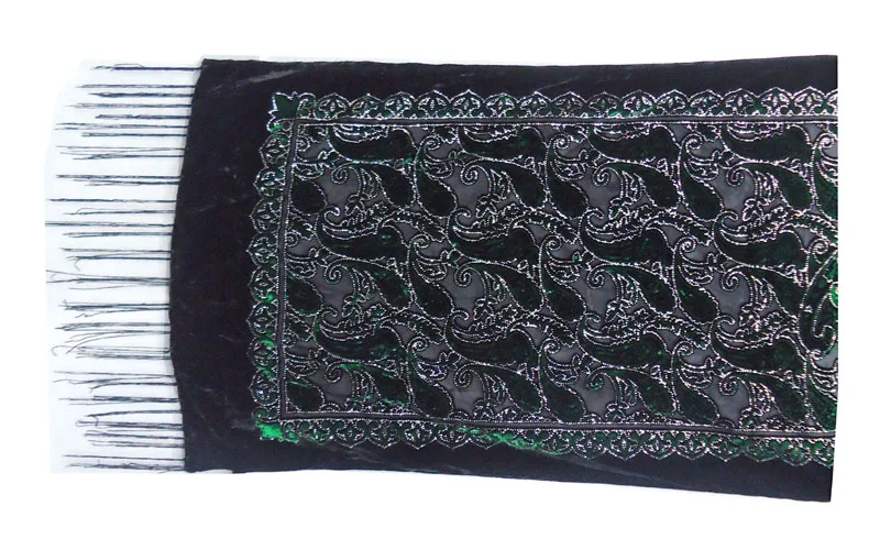 Новинка 2020 черная блестящая мусульманская шаль Женский бархатный шарф с принтом