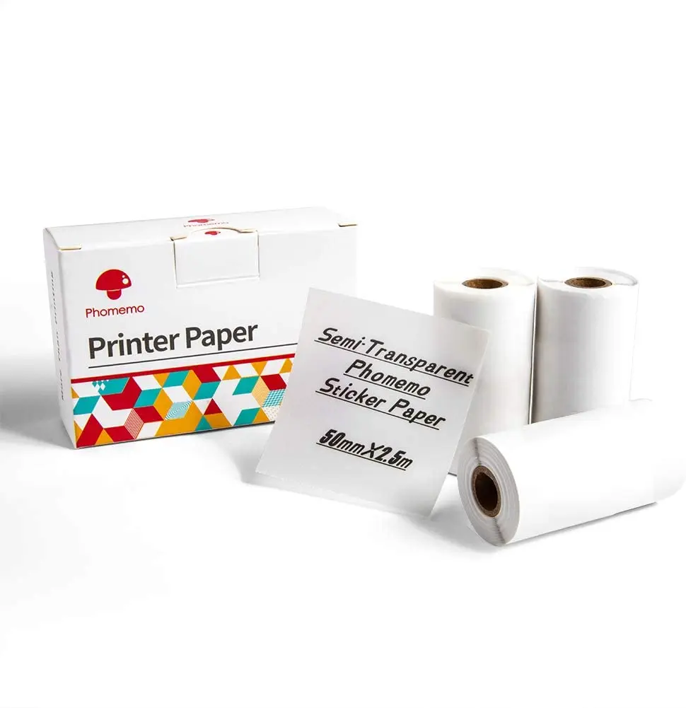 

Thermal Paper Original Phomemo Sticker 3 Rolls fit M02 M02S M02 Pro Thermal Printer Mini Thermal Photo Sticker