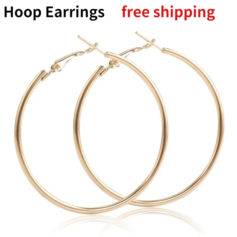 

Punk Big Size Hoop Earrings Brincos Trendy Party Exaggerated Gold Silver Color Round Circle Earrings for Women Jewelry Accessory