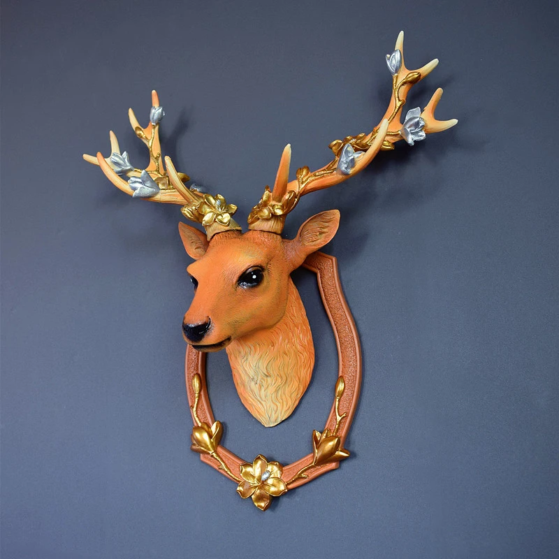 

3D Deer Statue Home Decoration Accessories Abstract Sculpture Figurine Wall Decor Living Room Decorations Resin Animal Statues