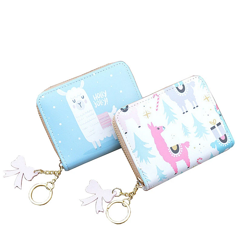 Женский мини кошелек из альпаки с мультипликационным принтом для мелочи