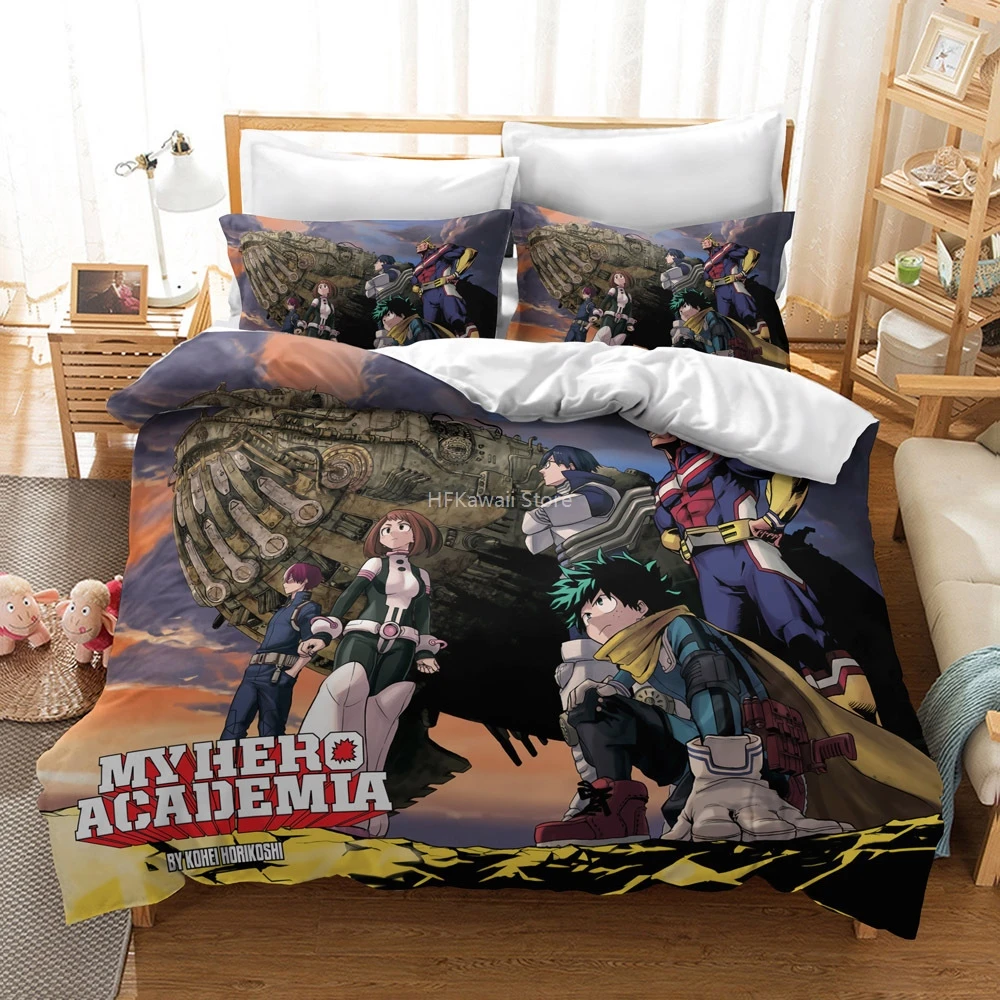 

Cartoon My Hero Academia 3d Bedding Set Boys Girls Adult Duvet Cover Pillowcases Midoriya Izuku Todoroki Shouto Bed Linen Sets