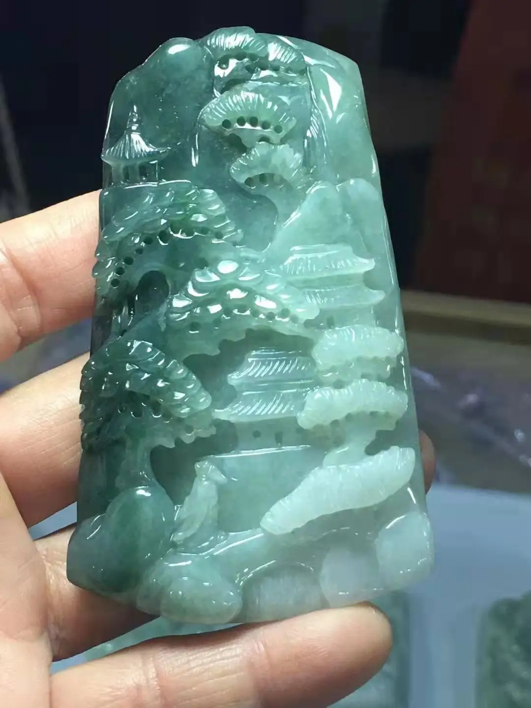 

Natural Myanmar jade 7A HandCarved jade landscape jadeite jade pendant jade necklaces pendants jewelry men woman