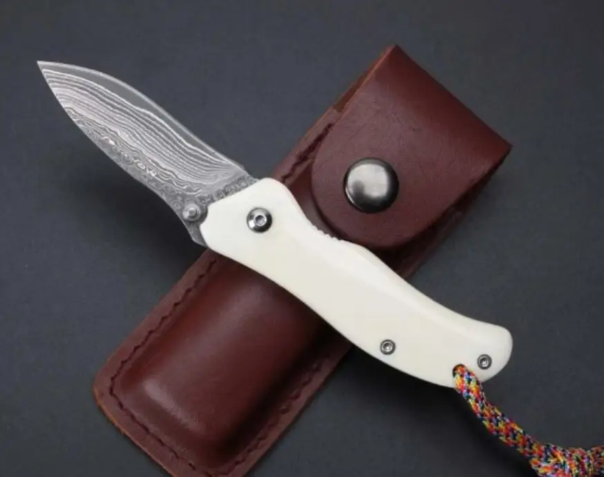 Складной нож ZT диаметром 5 8 дюйма рукоятка из кости дамасское лезвие карманный