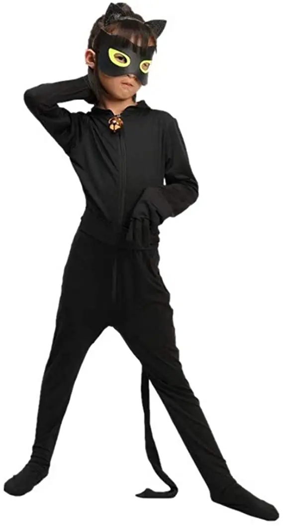 Детский Костюм Кошки-комбинезон для косплея с париком мальчиков и девочек на