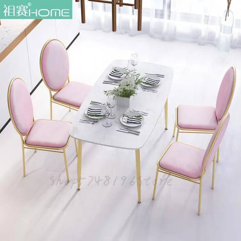 Скандинавский обеденный стул простая красная сетчатая кованая табуретка на