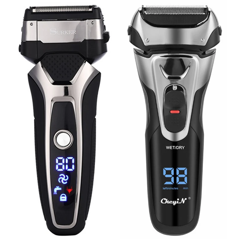 

Electric Shaver LED Display Men's Razor Dry Wet Waterproof Beard Trimmer Portable Machine for Shaving Face Cleansing 3 Blade
