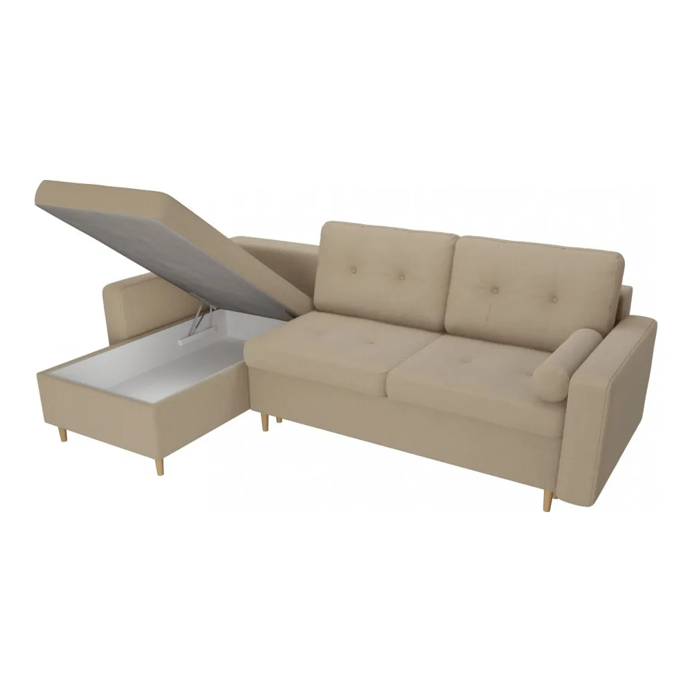 Угловой диван АртМебель Белфаст рогожка бежевый левый угол \ серый |